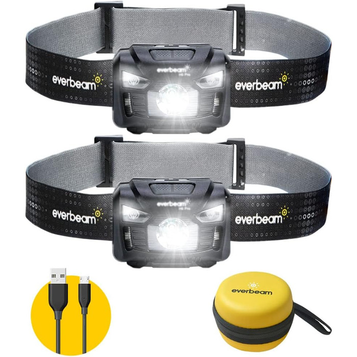 Лобовий ліхтар Everbeam H6 Pro LED з датчиком руху, 650 люменів, акумулятор 1200 мА·год, водонепроникний, USB-зарядка, до 20 годин роботи (2 шт.)