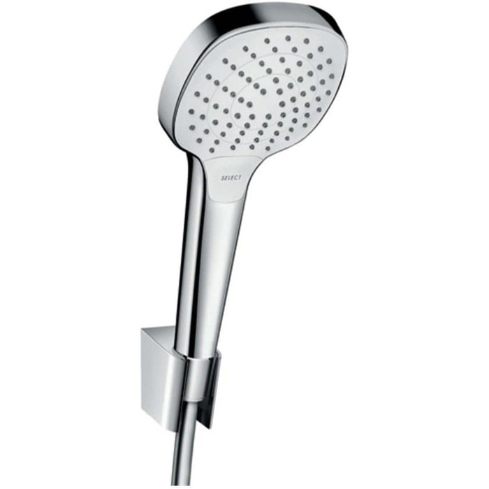 Душова лійка hansgrohe Croma Select E, 3 режими, біла/хром, з тримачем і шлангом 1,6 м