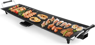 Електричний гриль GOPLUS 1800 Вт, антипригарна гриль-плита Teppanyaki, настільний гриль з регульованим термостатом і знімною жирозбірною чашею, велика поверхня для барбекю та вечірок, 90x23 см