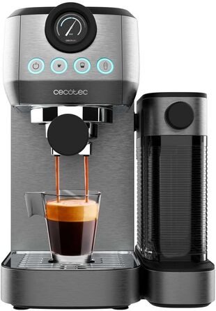 Кавоварка Cecotec Cafelizzia 790 Steel Pro, 1350 Вт, еспресо та капучино, термоблок, 20 бар, манометр, автоматичний режим, поворотна парова трубка, резервуар 1,2 л, нержавіюча сталь, з манометром, для молока