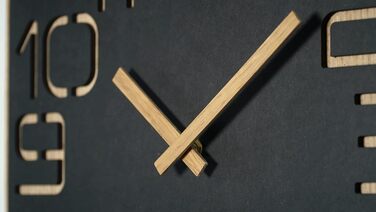 Великий настінний годинник FLEXISTYLE з дерева, квадратний, безшумний, для вітальні та спальні, чорний, 40 см, зроблено в ЄС