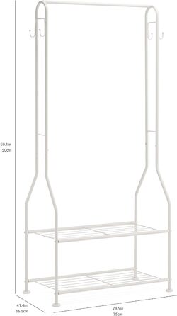 Шафа для одягу Amazon Basics з двома полицями, біла, 75x36,5x150 см