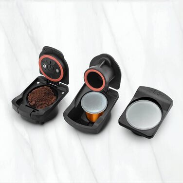 Кавомашина Ufesa Bellagio 3-в-1 для капсул Nespresso, Dolce Gusto та меленої кави, сенсорна панель, 7 рівнів, резервуар 1 л, 1400 Вт, 15 бар, компактна