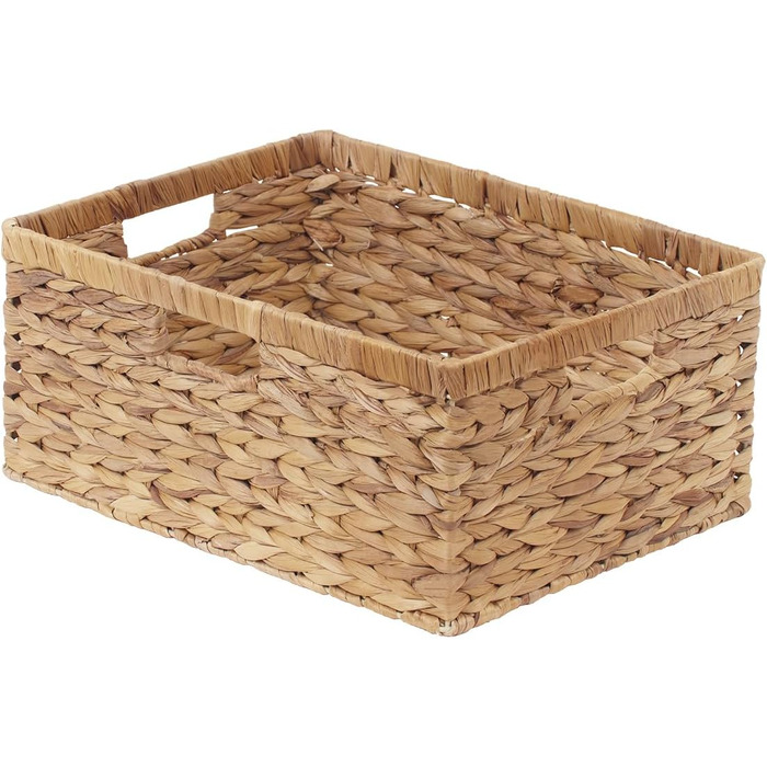 Кошик для зберігання StorageWorks з водяної гіацинти 42x33x19 см, плетений прямокутний кошик з подвійними ручками, натуральний