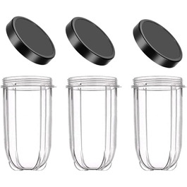 Набір із 3-х чаш для блендера Magic Bullet 250 Вт, 473 мл, із кришками, сумісні з Magic Bullet 250 Вт міксером-соковижималкою, запасні стакани