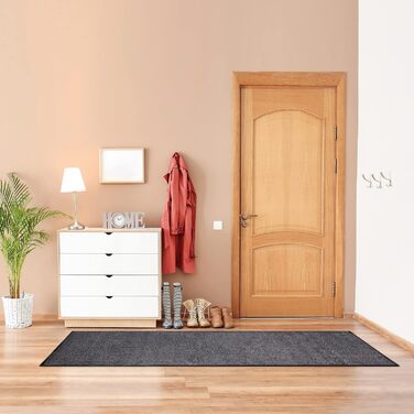 Килимок для вхідних дверей Relaxdays 80x200 см, чорний-сірий, тонкий, великий, для бруду, для дому та офісу