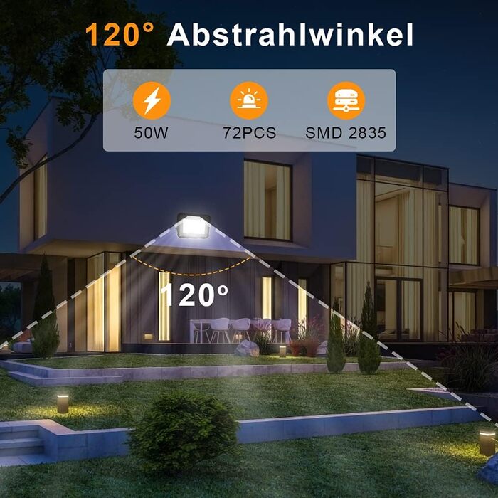 Зовнішній LED-прожектор Ikodm 30Вт, тепле біле світло 3000K, водонепроникний, комплект 5 шт., для двору, саду, гаража, спортмайданчика, надяскравий 2250Лм
