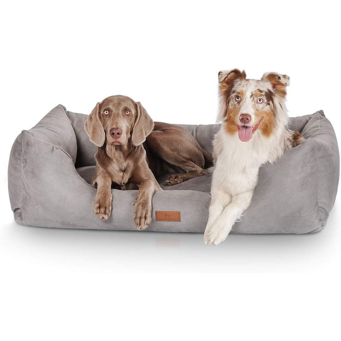 Ліжко для собак Knuffelwuff Dreamline велюрове XXL, 155х105х30 см, знімний чохол, легке чищення, для великих, середніх і малих порід, сіре