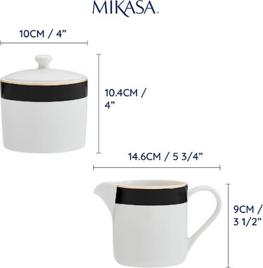 Набір фарфорових цукорниці та молочника MIKASA Luxe Deco, 245 мл, з кришками, у подарунковій коробці, можна мити в посудомийній машині