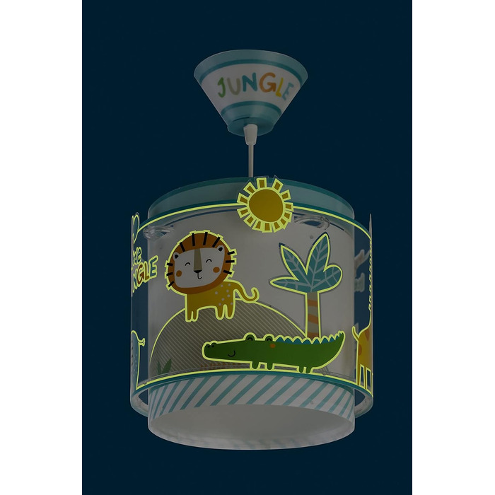 Дитяча підвісна лампа Dalber My Little Jungle із зображенням левів, слонів, жирафів і крокодила, кольорова