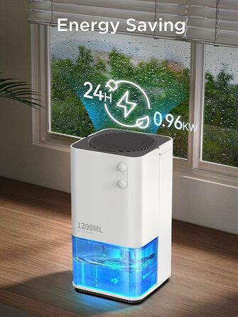 Електричний осушувач повітря EasyAcc 1200 мл – тихий портативний міні-девайс проти вологи з автоматикою та нічним світлом для офісу, спальні, ванної кімнати