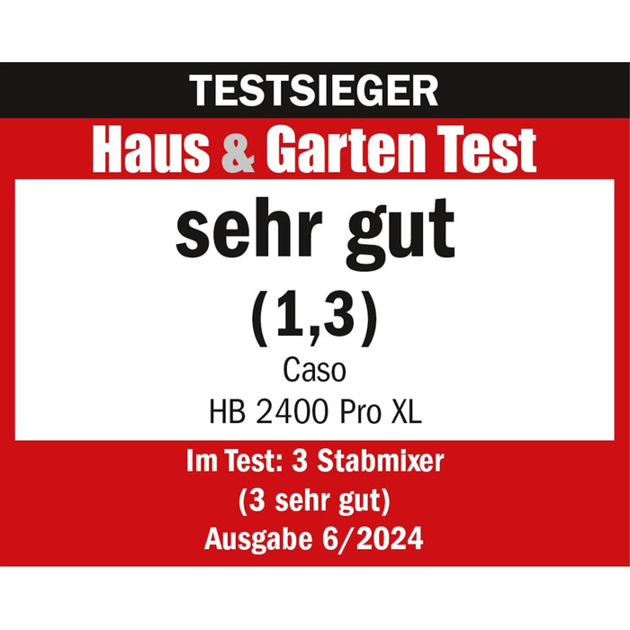 Блендер CASO HB 2400 Pro XL-Design з аксесуарами, 29 см, нержавіюча сталь, 24 000 об/хв, переможець тесту Haus & Garten, для змішування, збивання та подрібнення