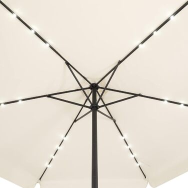 Сонячна парасоля Kingsleeve 330 см з LED підсвіткою, UV захистом 80+, сонячною батареєю, чохлом, кремова, для балкону, тераси та саду