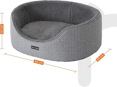 Ліжко для собак Feandrea з двосторонньою подушкою, велике, 83x63x27 см, сіре