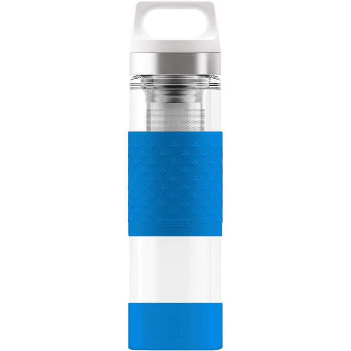 Термос-пляшка SIGG Hot & Cold 0.4 л зі скла з силіконовим захистом, електрична синя, ізотермічна, без шкідливих речовин