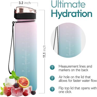 Спортивна пляшка Embrava 1000 мл, швидкий потік, з відкидною кришкою, BPA-free, Tritan, Blossom Breeze