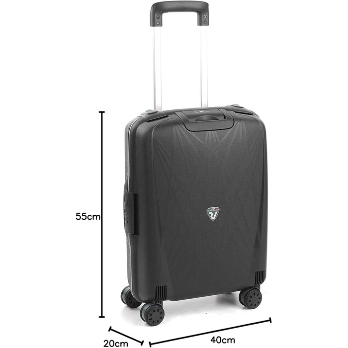 Валіза Roncato Light 55 см, 41 л, чорна, легка пластикова дорожня валіза
