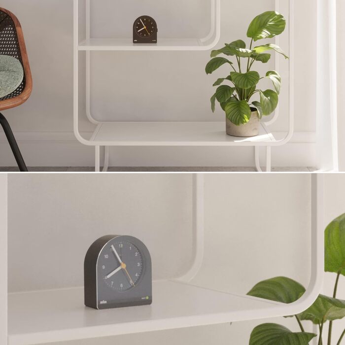 Braun Classic будильник аналоговий з підсвіткою, тихий кварцовий механізм, функція повтору, наростаючий сигнал, чорний, модель BC22B