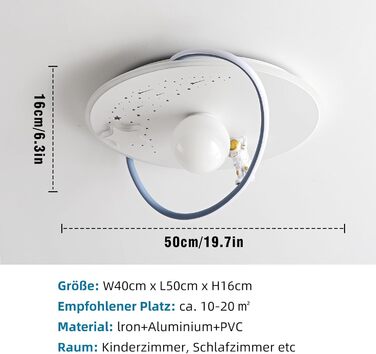 Дитяча стельова LED-лампа RRBEST Місяць та астронавт, діммована з пультом, сучасний дизайн для хлопчиків і дівчаток, декоративне освітлення для дитячої кімнати