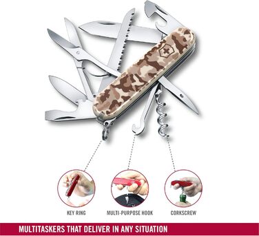 Швейцарський ніж Victorinox Huntsman Desert Camouflage, 15 функцій, мультитул, швейцарський армійський ніж