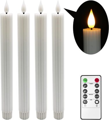 Свічки Yme LED з таймером і пультом, батарейкові, з натурального воску, тепле біле світло, набір 4 шт. для різдвяного декору, весілля, підсвічника, адвент-вінка