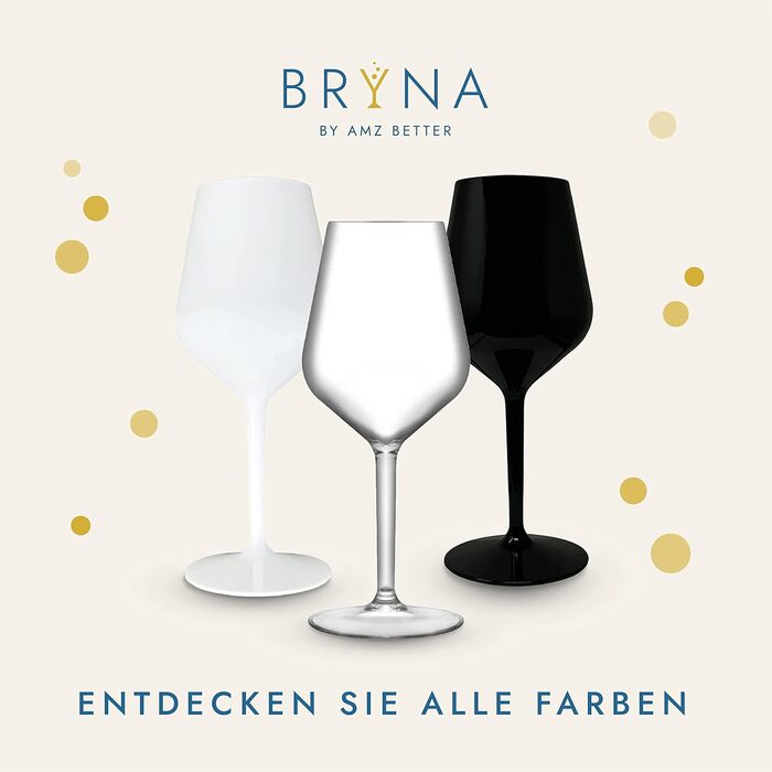 Набір з 6 келихів для вина BRYNA 330 мл з полікарбонату, італійський дизайн, прозорі, небиткі, багаторазові, для посудомийної машини