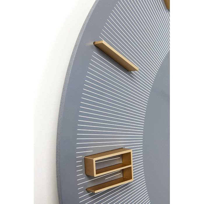 Настінний годинник Kare Design Leonardo золотий, 49 см, алюміній, сучасний стиль, круглий, для вітальні, спальні, офісу, батарейка не входить, сірий