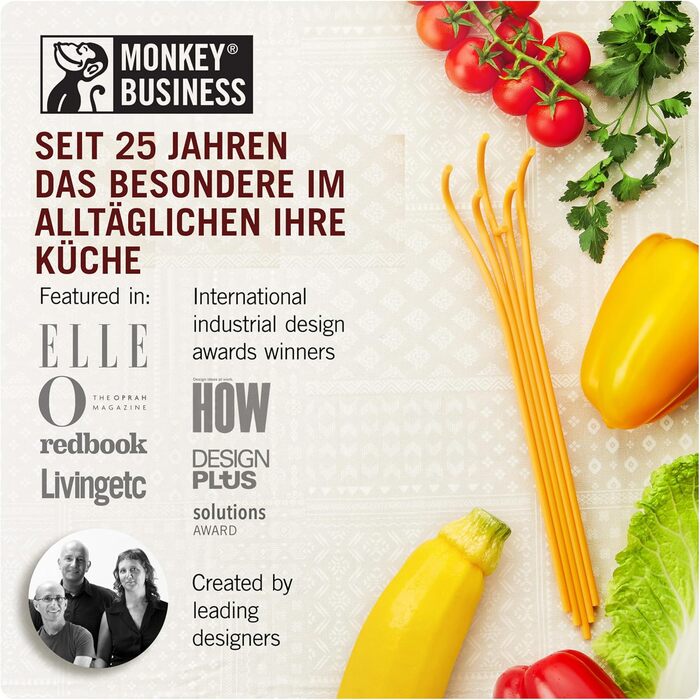 Набір силіконових кухонних інструментів Monkey Business Pasta Grande №3: ложка для спагеті, прес для лимонів Conchiglie, підставка для ложок Ravioli, подарункова упаковка