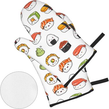 Японські кухонні рукавиці та прихватки Kawaii Sushi, набір 4 шт, термостійкі для кухні, готування, випікання, грилю