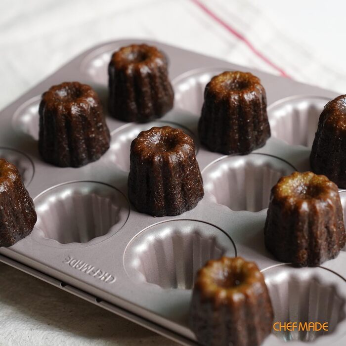 Форма для випікання CHEFMADE, міні канеле, антипригарна, 12 отворів, для кексів і мафінів, шампань золото