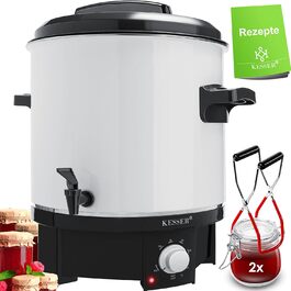 Автомат для консервування KESSER 27 л, нерж. сталь, 1800 Вт, 30-100°C, з функцією постійної роботи та автоотключення, для напоїв і глінтвейну, із щипцями та 2 банками