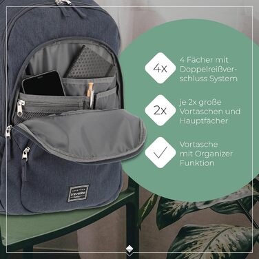 Рюкзак для ручної поклажі Travelite BASICS 22 л, для ноутбука 15,6'', багато відділень, міський, 45 см, темно-синій