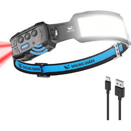 Лобовий ліхтар Smiling Shark 7 LED, 270° з датчиком руху, суперяскраве біле та червоне світло, акумуляторний, для кемпінгу, риболовлі, ремонту