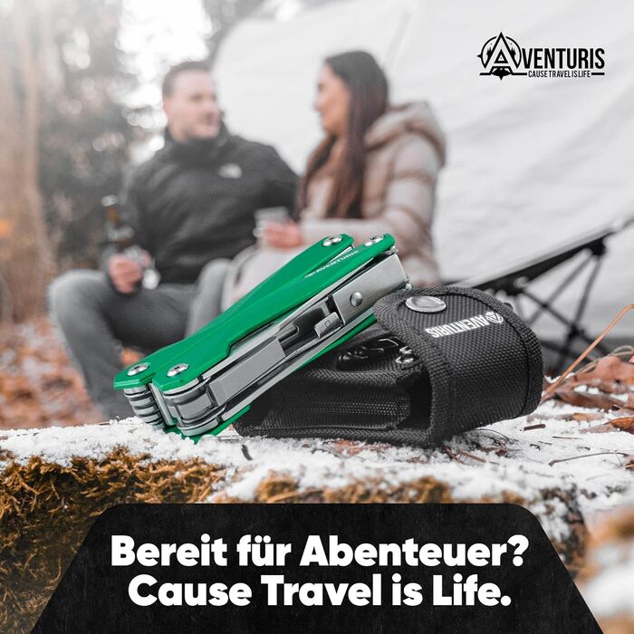 AVENTURIS® Мультитул зелений – багатофункціональний інструмент для велосипеда та outdoor, подарунок для чоловіків, персоналізований