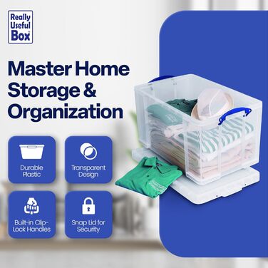 Пластиковий контейнер Really Useful Box 84 л, прозорий, 710x440x380 мм, поліпропілен