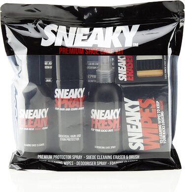 Комплект для догляду за взуттям Sneaky: набір для чищення, спрей для захисту спортивного та замшевого взуття