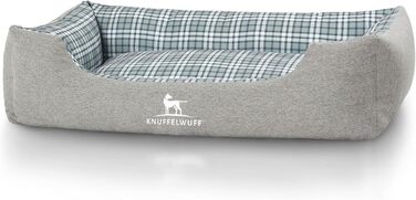 Лежак для собак Knuffelwuff Dreamline з велюру XXL, знімний чохол, легко чиститься, для великих, середніх та малих собак, сірий/зелений, 120x85 см