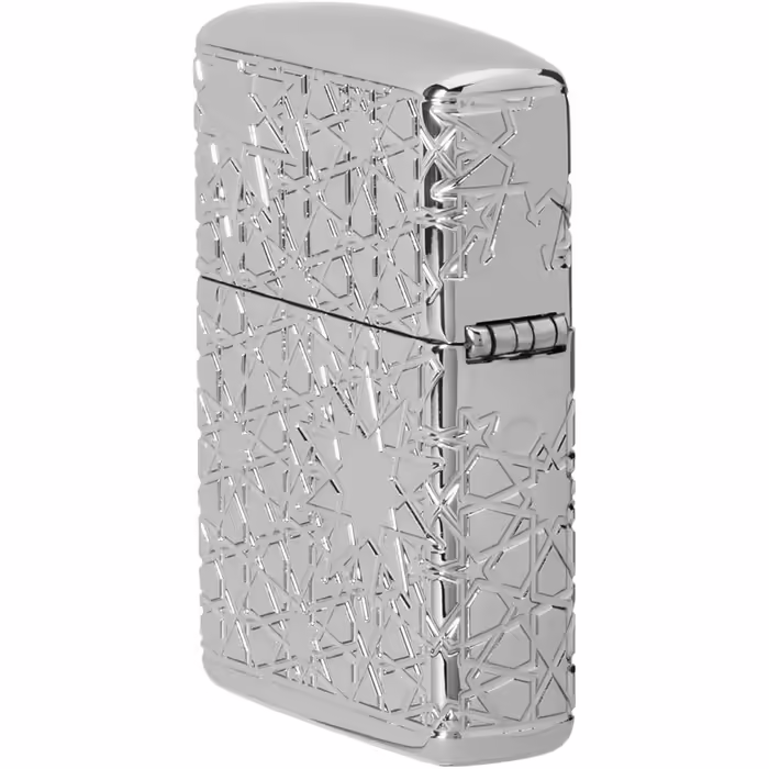 Запальничка Zippo з арабським зірковим орнаментом, хром глянцевий, модель 49076, універсальний розмір