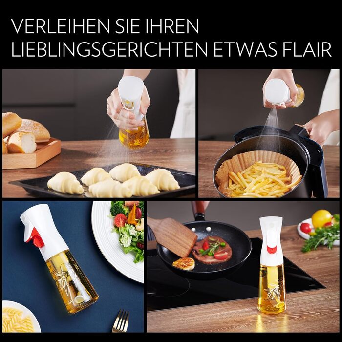 Скляний олійний спрей FLAIROSOL OLIVIA 200 мл з дозуванням, для кухні, салатів, гриля, випічки, золоті листя