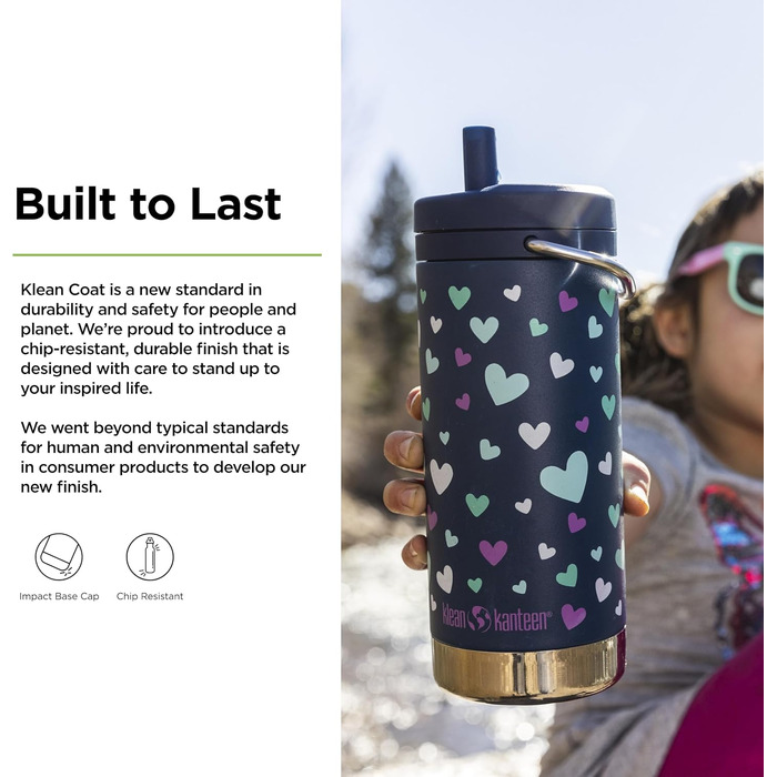 Термос Klean Kanteen TKWide 340 мл з кришкою, сині серця