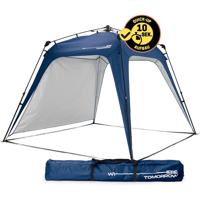 Павільйон для саду Lumaland Outdoor 2,5x2,5 м, водонепроникний із захистом від УФ, з бічною стінкою, сумкою та кілочками, міцний намет для кемпінгу та вечірок, швидкий монтаж 2 хвилини, синій