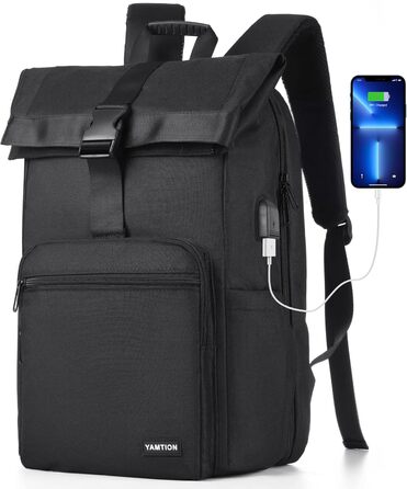 Міський рюкзак YAMTION Rolltop 17'' для чоловіків і жінок, універсальний для школи, університету, спорту, подорожей, велосипеду, підлітків