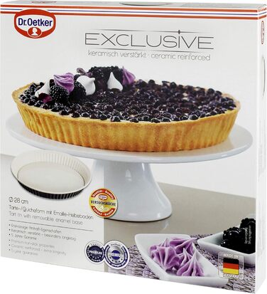 Форма для кішу Dr. Oetker EXCLUSIVE 28 см, емальована, кругла, знімне дно, сталева, антипригарна, сіро-кремова