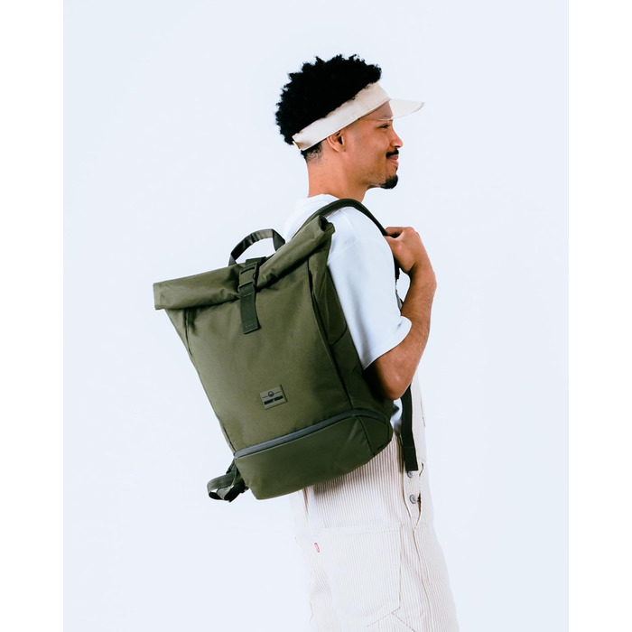 Рюкзак Johnny Urban Allen Medium 15 л для жінок і чоловіків, роллтоп, водовідштовхувальний, з відділенням для ноутбука, для університету, велосипеда, бізнесу, оливковий, екологічний