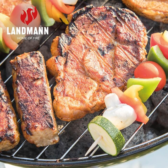 Вугільний гриль GRILLCHEF Corso на колесах, емальована чаша, регульована хромована решітка 48,5 см, стіл, вітрозахист, чорний