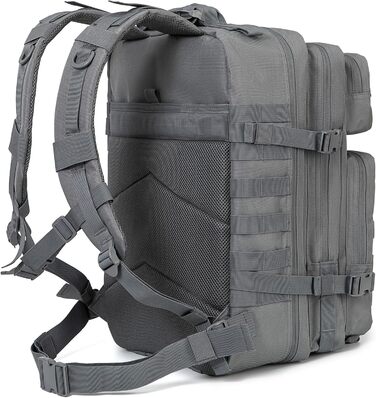 Тактичний рюкзак QT&QY 45 л армійський Molle для чоловіків, військовий штурмовий рюкзак Bundeswehr для туризму, трекінгу, 3-денний рюкзак (3.1 сірий)