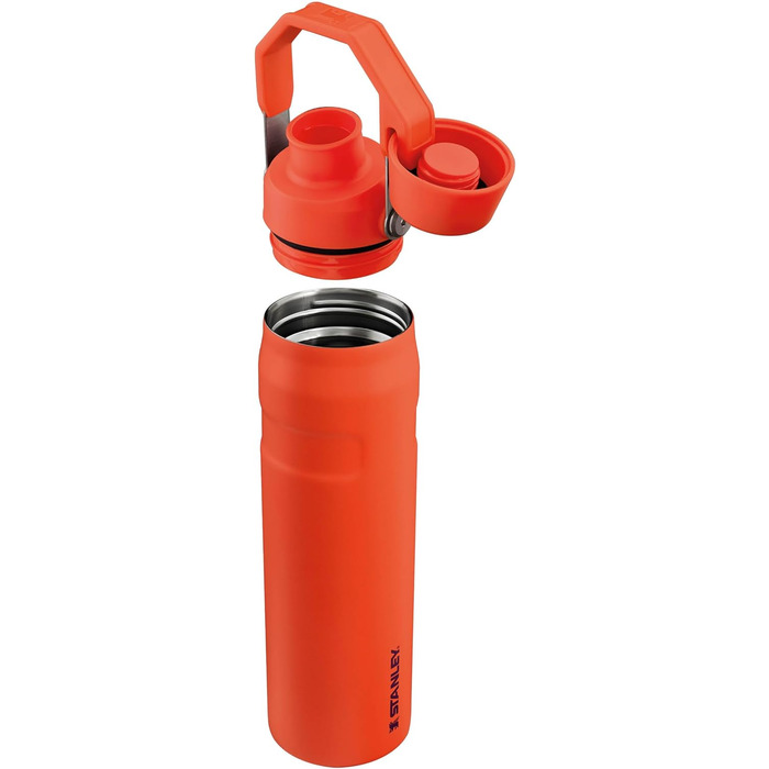 Термос-пляшка Stanley Iceflow Fast Flow 0.6 л, чорна, спортивна, з нейлону, зручний клапан, тримає холод 10 годин, без BPA, не протікає, для спорту та подорожей, можна мити в посудомийці
