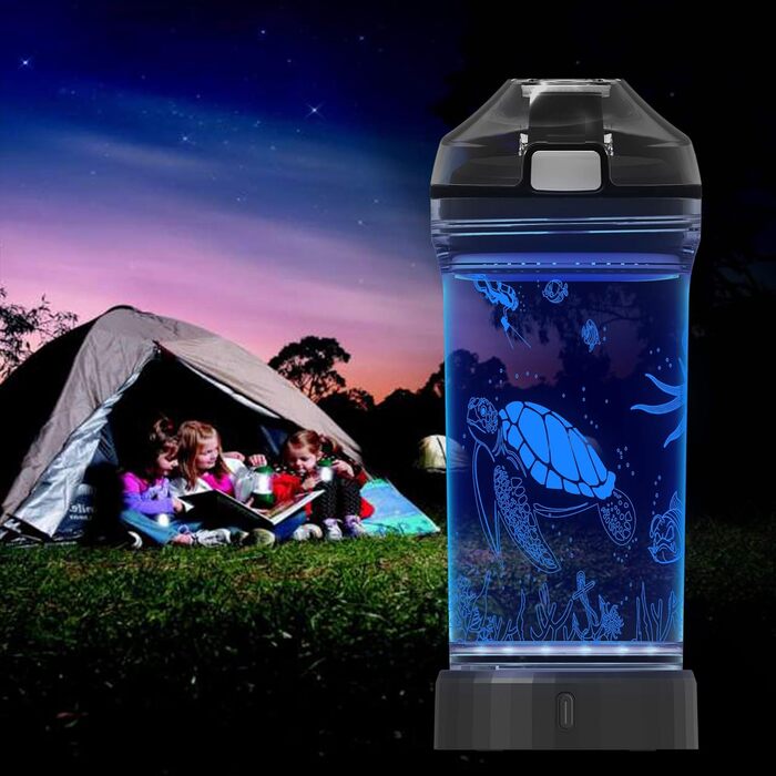 Дитяча пляшка для води з 3D LED черепахою, Tritan, 400 мл, BPA Free, оригінальна, для школи та подорожей, подарунок для дівчаток і хлопчиків