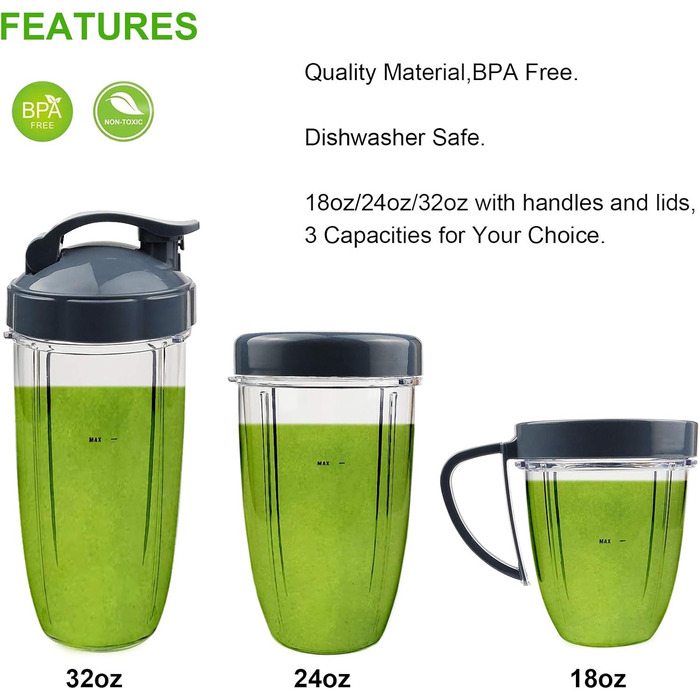 Набір запасних частин для блендера NutriBullet 600Вт/900Вт: екстракторна лезо, чаші, кришка, амортизатор, шестерня (14 шт.)