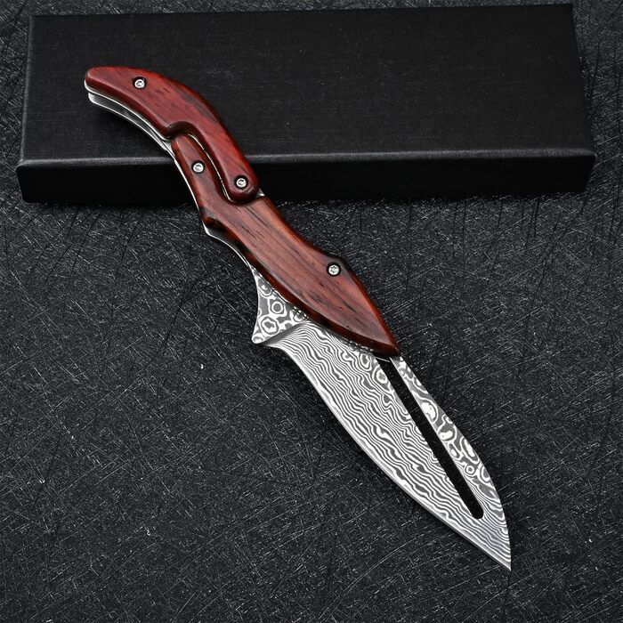 Складаний ніж з дамаської сталі VG10 для чоловіків, EDC, кемпінг, outdoor (вигнута спинка)